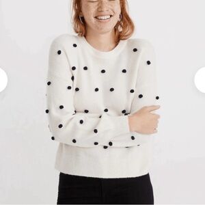 Madewell Brockton Bobble Sweater in Coziest Yarn Pom Pom Merino Wool Blend S